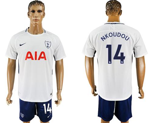 Tottenham Hotspur #14 Nkoudou White/Blue Soccer Club Jersey - Click Image to Close
